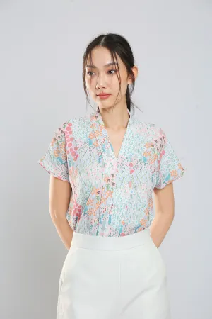 Addie Kimono Neckline Top in Japan Pink Floral