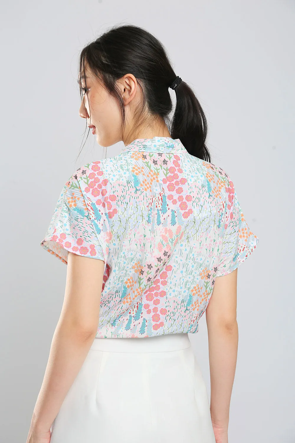 Addie Kimono Neckline Top in Japan Pink Floral