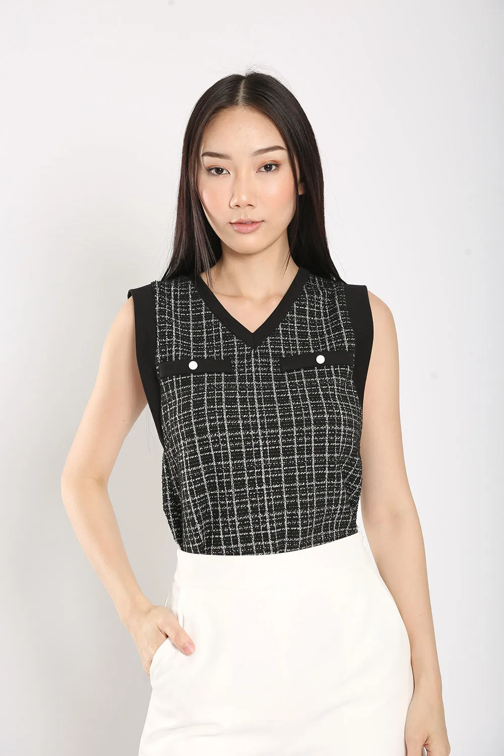 Alayna Top in Black Tweed