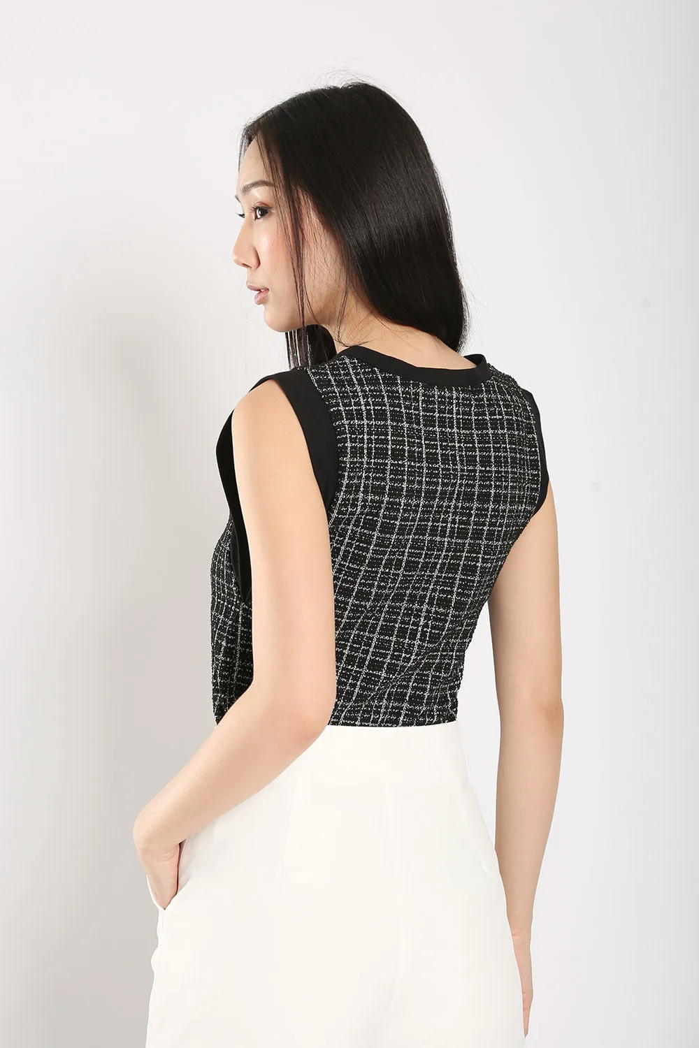 Alayna Top in Black Tweed