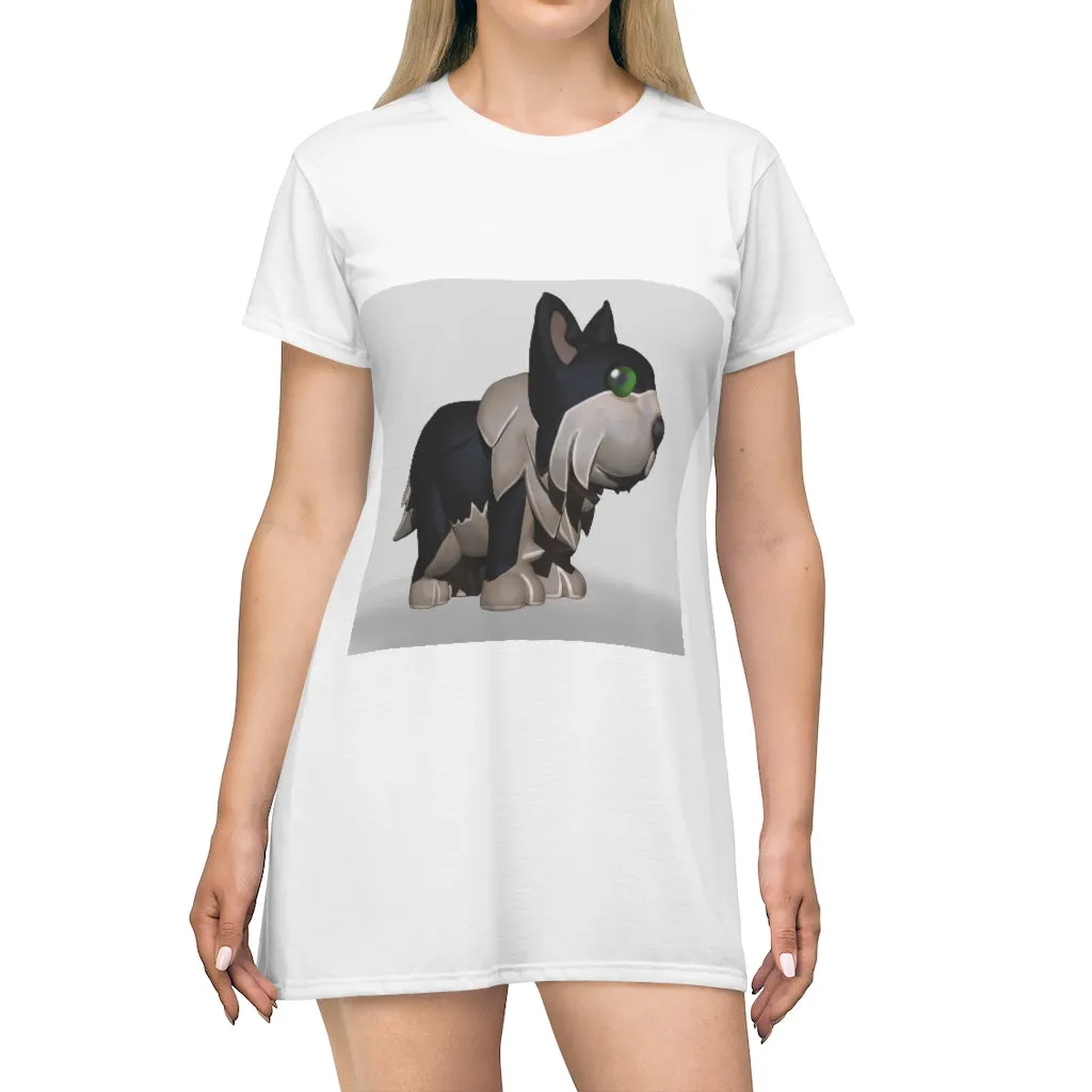 Black Dog All Over Print T-Shirt Dress