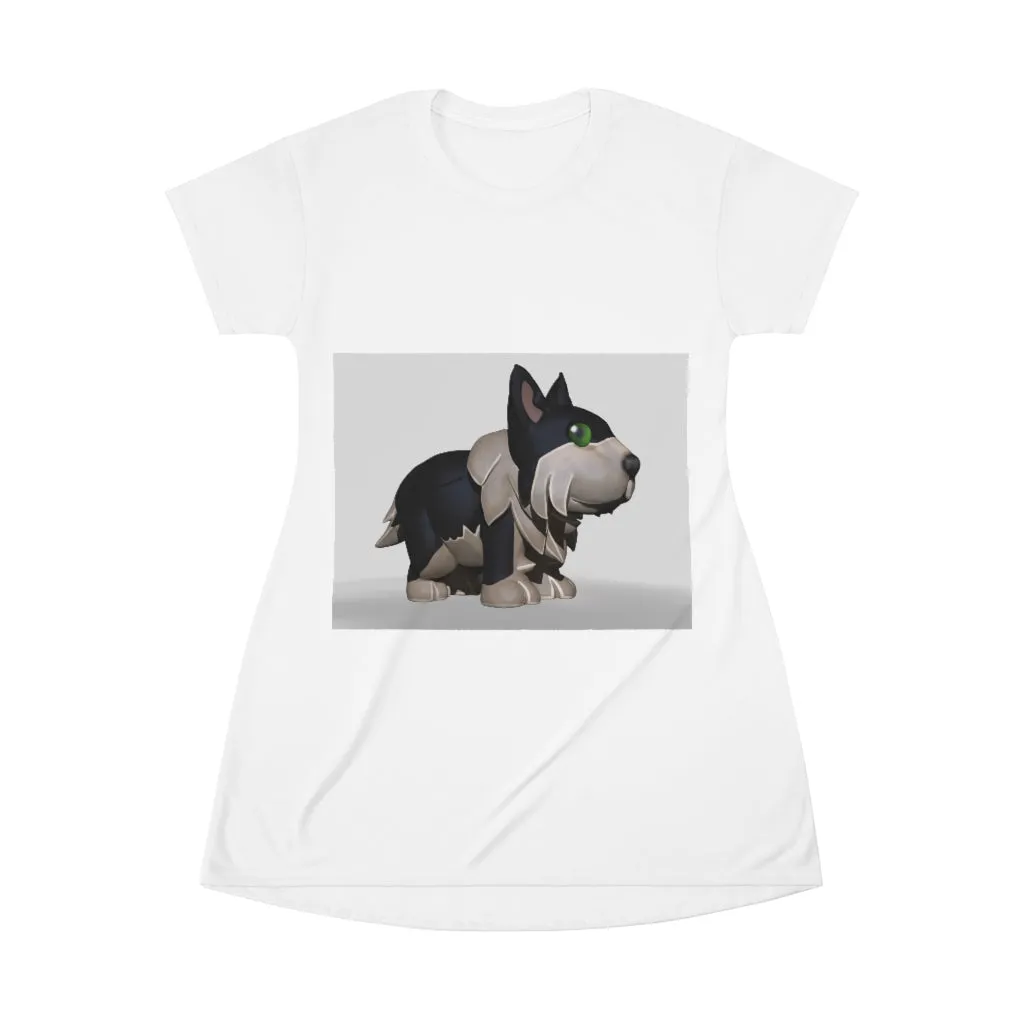 Black Dog All Over Print T-Shirt Dress