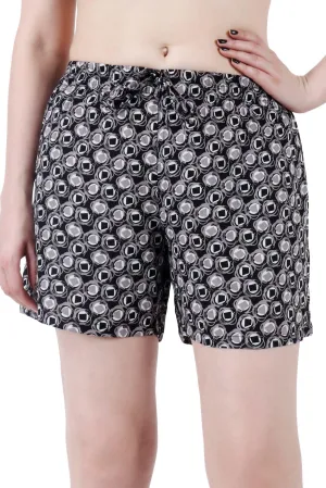 Black Graphics Ring Printed Shorts