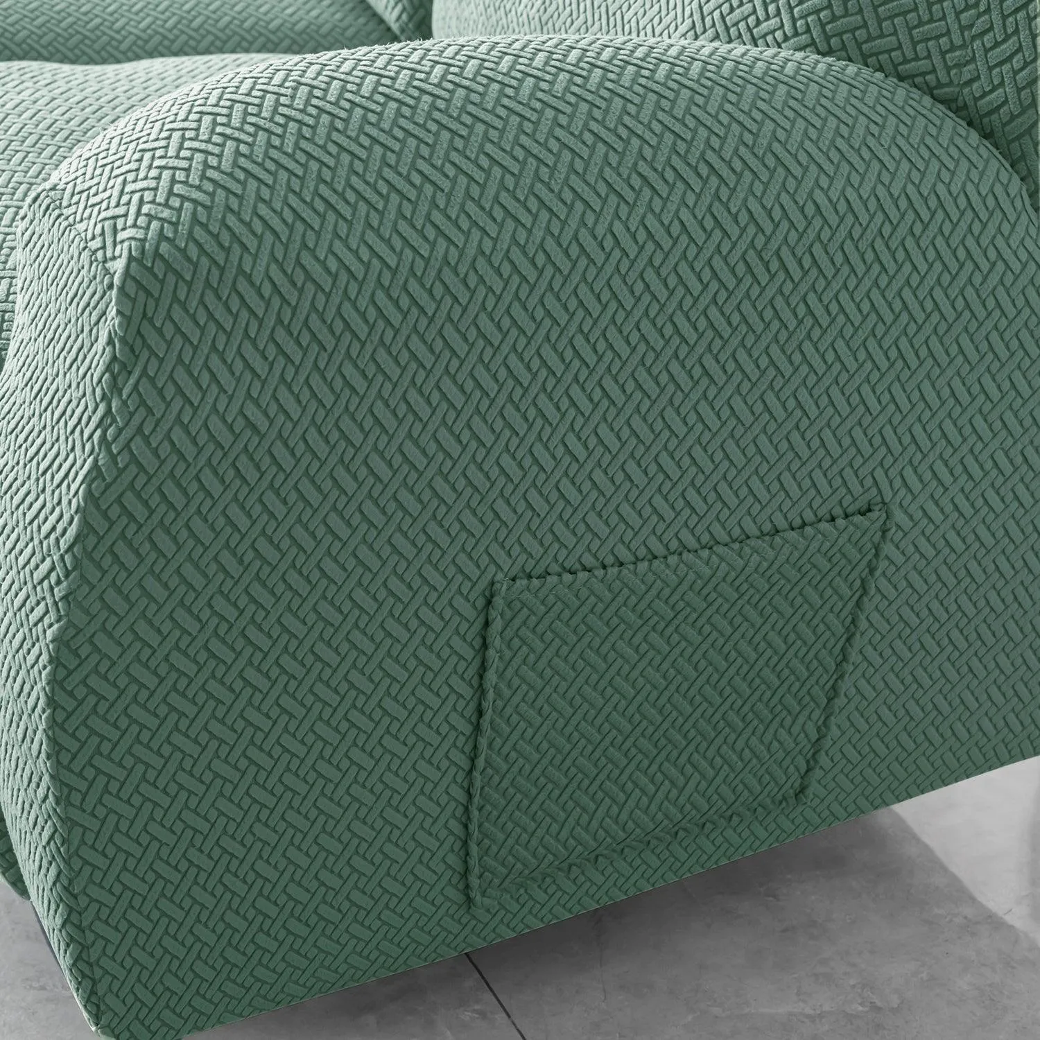 Continental Green Elastic Jacquard Recliner Sofa Cover | Stretchable & Anti Slip