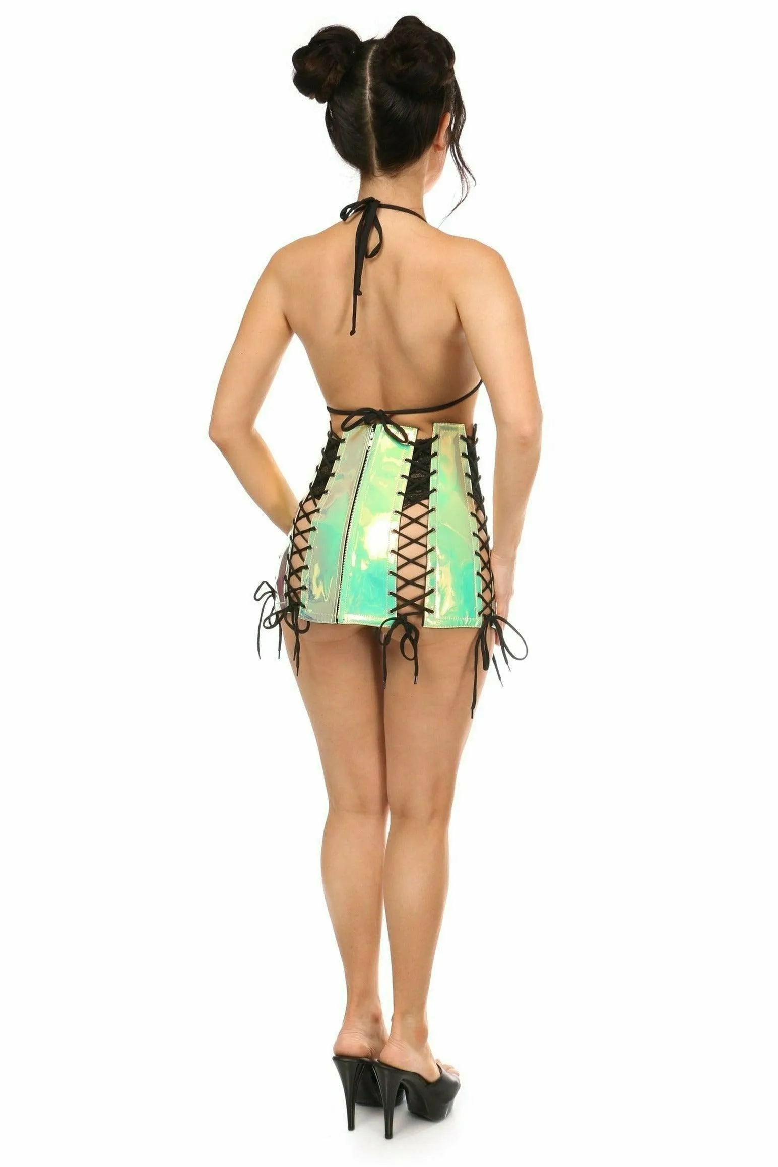 Daisy Corsets Mint Holo Lace-Up Skirt