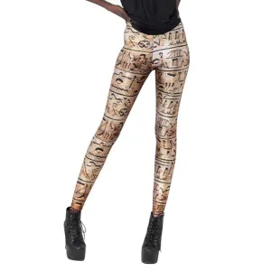 Egyptian Hieroglyphs Print High-Waist Leggings