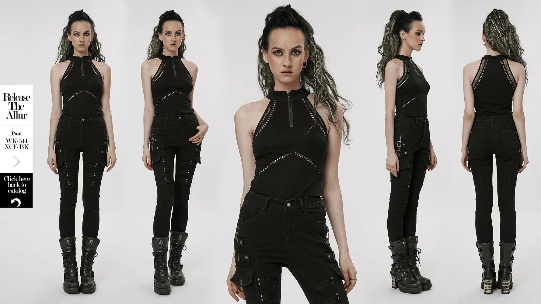 Gothic Punk Halter Mesh Tank Top - Zipper Front Black Vest