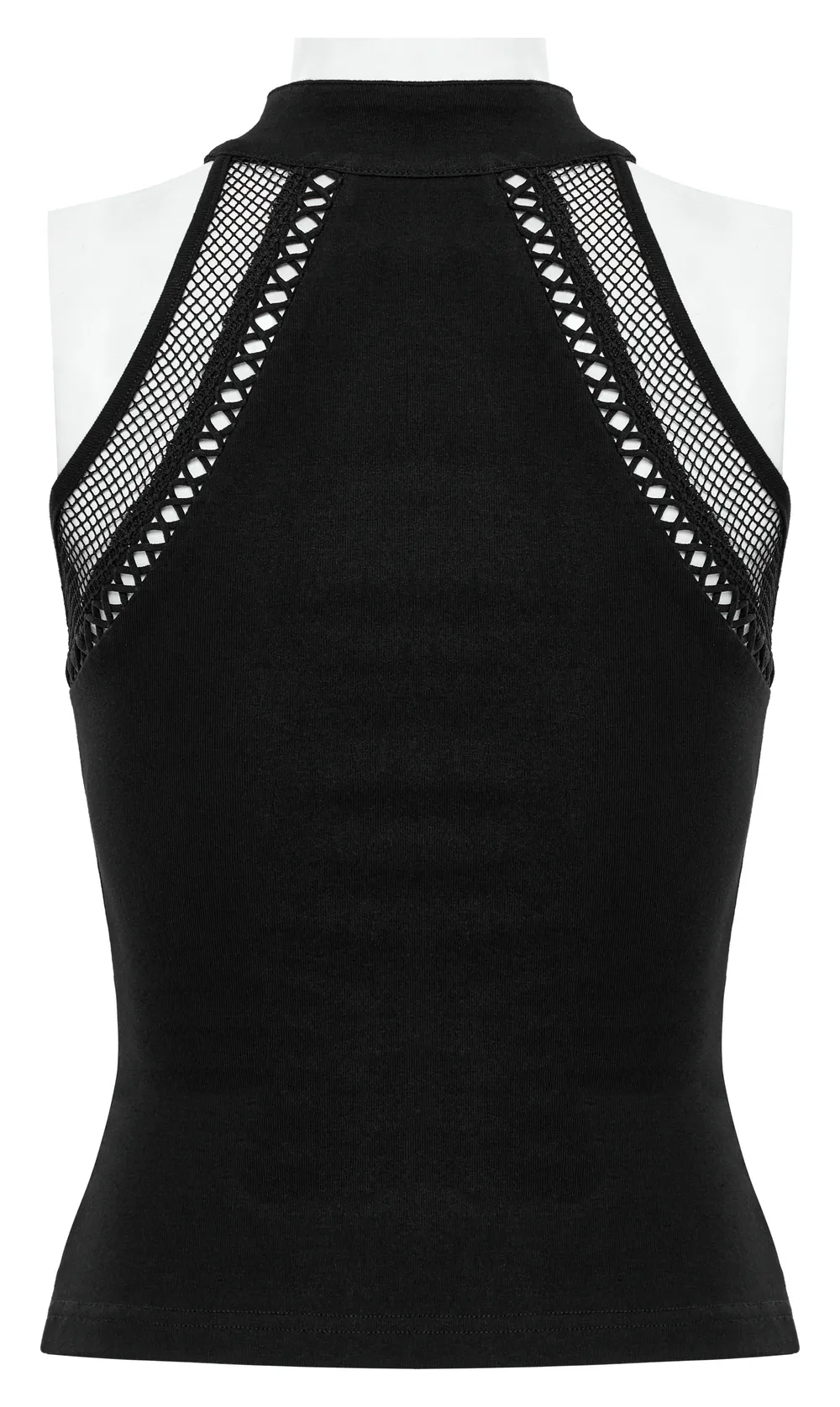 Gothic Punk Halter Mesh Tank Top - Zipper Front Black Vest