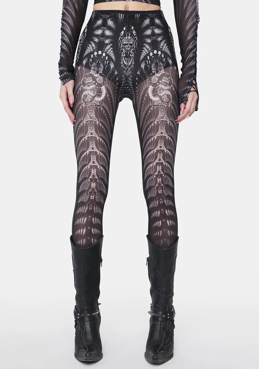 Gothic Skinny Skeleton Print Leggings