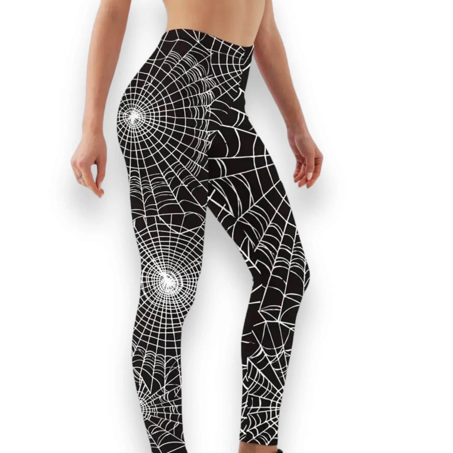 High Rise Black Spider Web Leggings