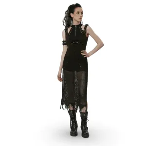 Knitted Hollow Techwear Dress - Post-Apocalyptic Style