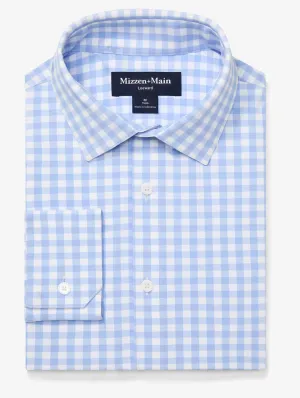 Mizzen   Main Leeward LS Dress Shirt Light Blue Gingham