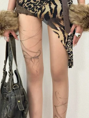 Shibuya bow tattoo leggings tights