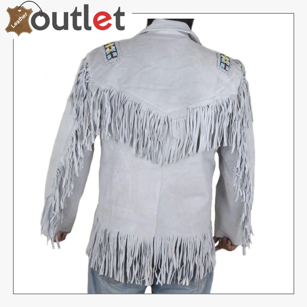 Skin White Cowboy Genuine Real Leather Jacket