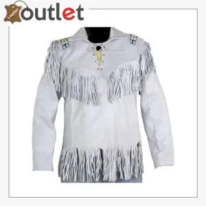 Skin White Cowboy Genuine Real Leather Jacket