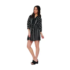 Striped Button Front Shirt Dress