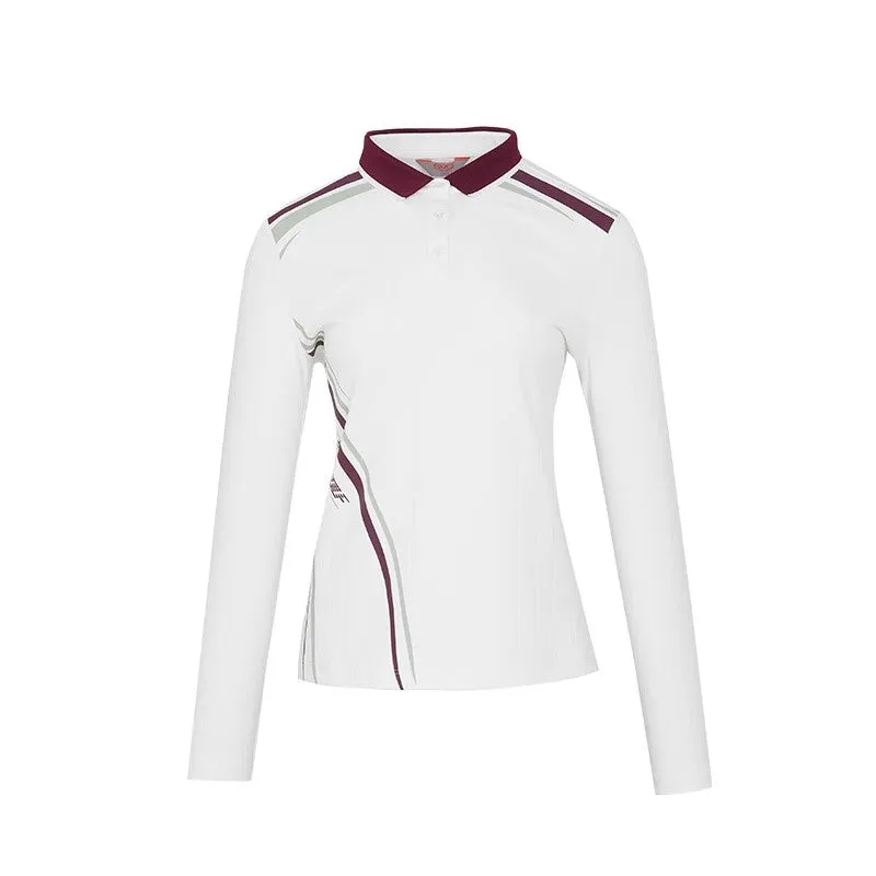 SVG Golf Women's Printed Long Sleeve Lapel Polo Shirt