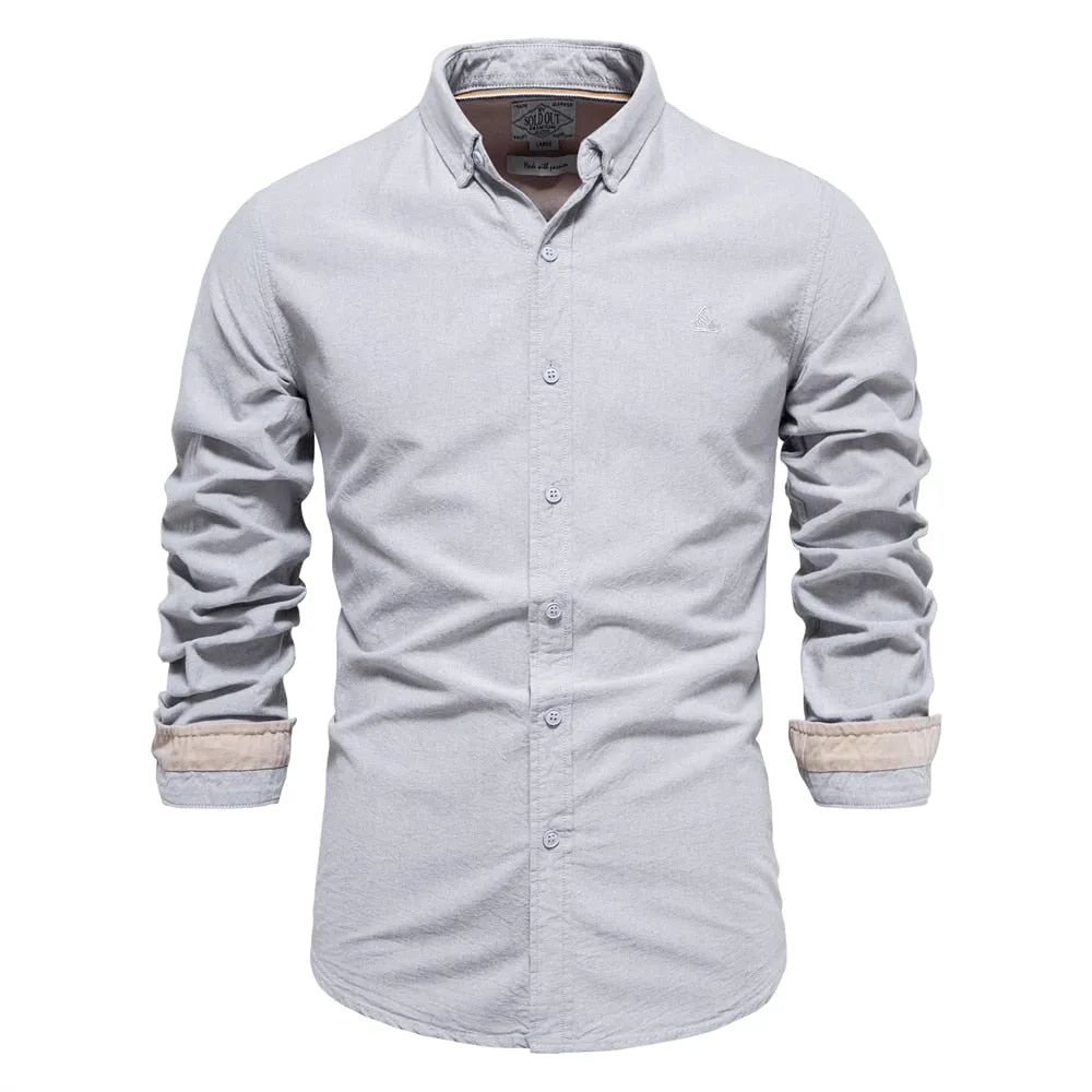 West Louis™ Brand Cotton Business Casual Oxford Dress Shirt